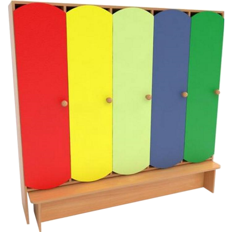 Шафа для роздягальні в дитячому садочку ХАТОР-М (29046) 5-секційна, з лавкою